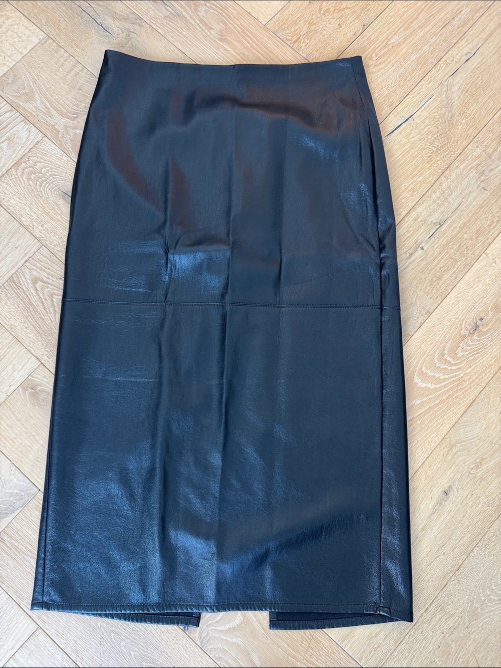 Good American Black Faux Leather Pencil Skirt
